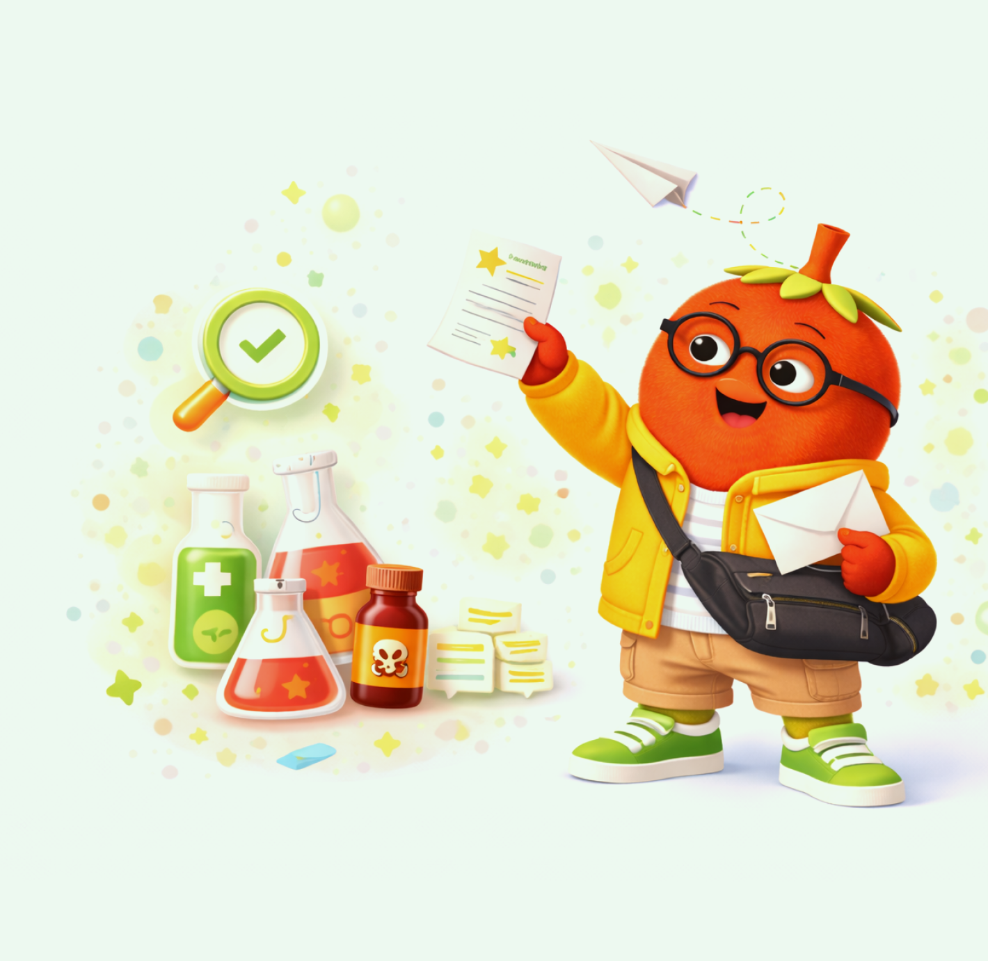 Newsletter section - Stay Curious with OLI character illustration